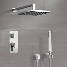 Rain Shower System with Handheld, Square Rain Shower Head, Shower Faucet Set